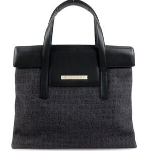 💎✨Beautiful✨💎Authentic BVLGARI Logo Mania Canvas Leather Tote Bag